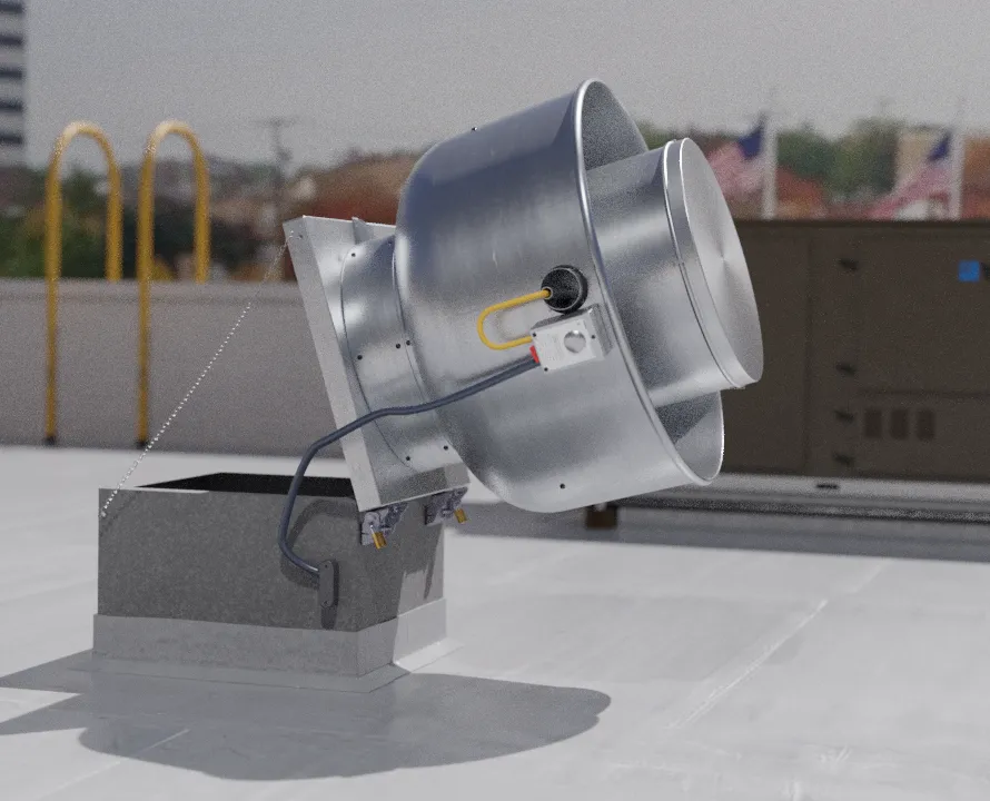 rooftop exhaust fan hinge kit installation detail - DDAN Hood Cleaning and Repair